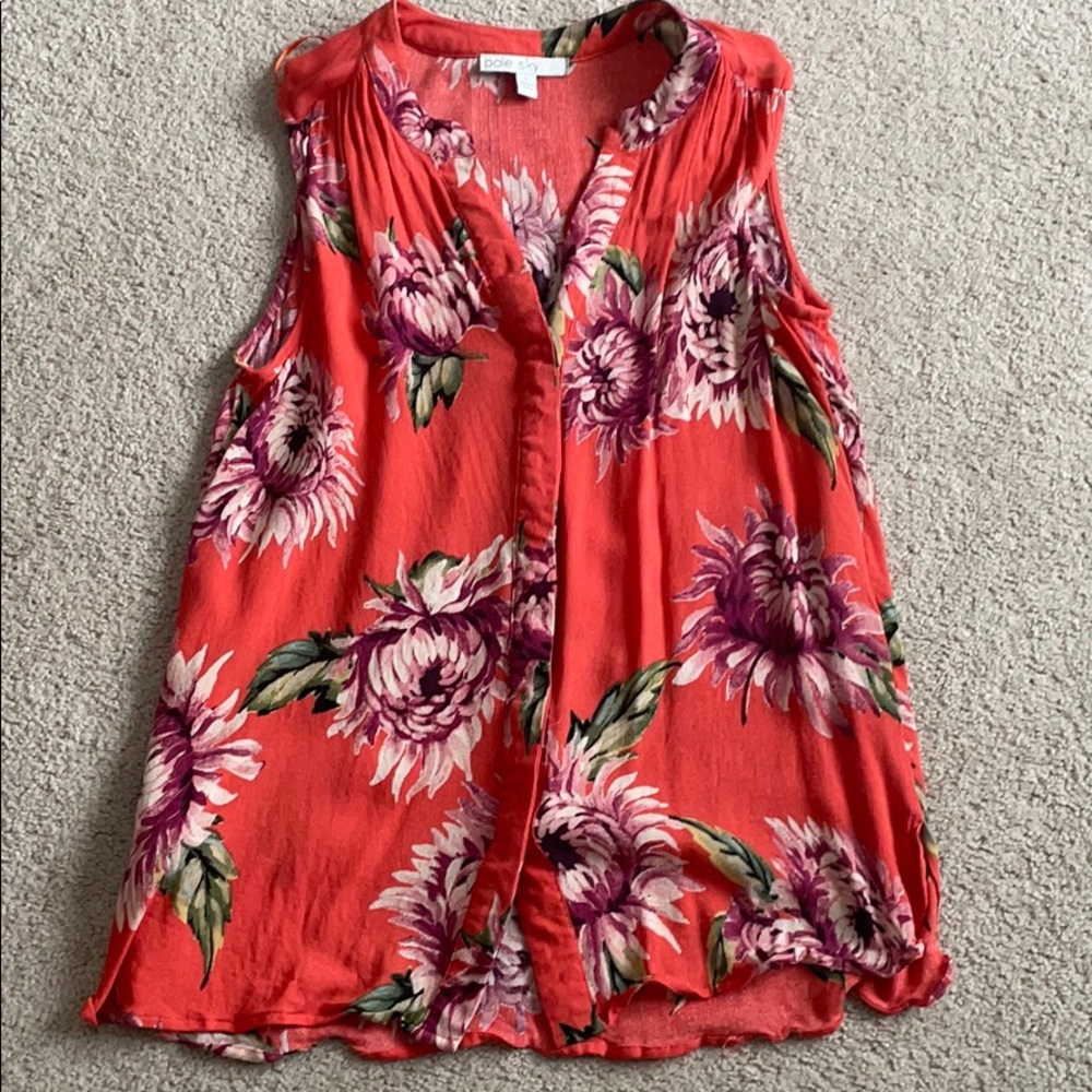 Pleated Back Button-Down Top